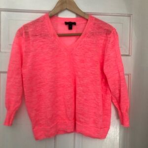 J. Crew Neon Pink V-Neck Sweater